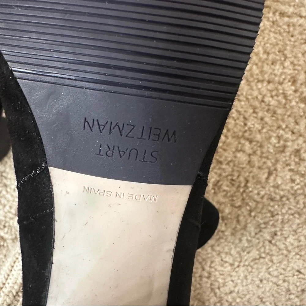 Stuart Weitzman Suede block heel boots in black size 7